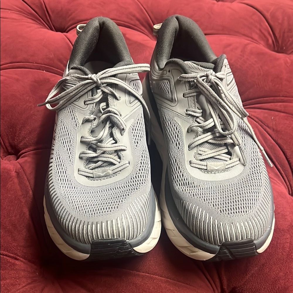 Hoka Gray Athletic Shoes with Cushioned Midsole
